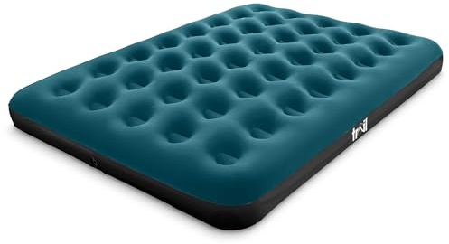 Trail Double Inflatable Airbed, Air Mattress with Coil Beam Support & Soft Flocked Surface, Tough Water-Resistant Vinyl, Guest Bed for Home or Camping, AC or Manual Pump Compatible