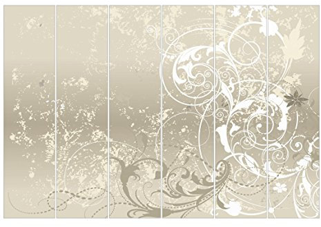 Bilderwelten Schiebegardinen Perlmutt Ornament Design - Deckenhalterung 6X 250x60cm