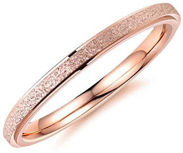 OAKKY 2MM Frotter Mariage Bande Bague Femme Acier Inoxydable