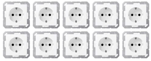 Jung SCHUKO Steckdosen Set Schneeweiß Matt Serie A: 10x Steckdose A1520BFWWM
