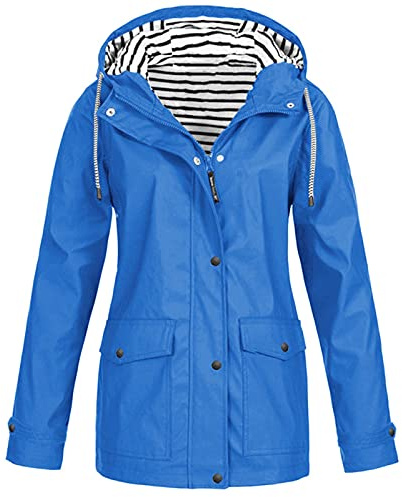 BOTCAM Giacca da donna impermeabile con fodera calda: parka antipioggia con pile, cappuccio lungo, giacca leggera da esterno, impermeabile, traspirante, antivento, 3 in 1, giacca funzionale, parka da