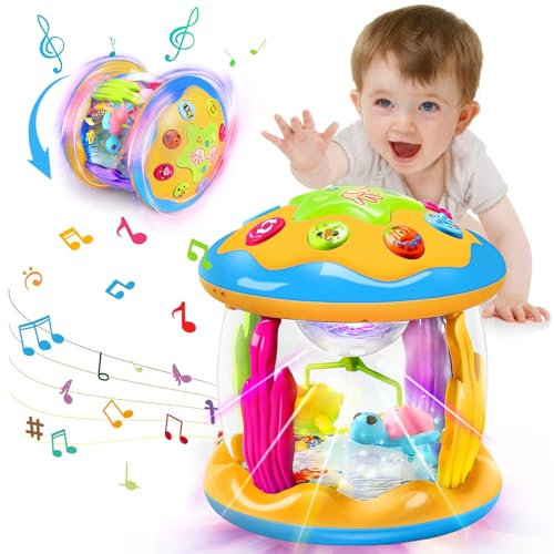 Jvshazup Baby Spielzeug 1 Jahr Mädchen Junge Drehender Projektor Kinderspielzeug ab 1 2 Jahr mit Musik/Licht, Interaktives Geschenk Babyspielzeug ab 12 18 Monate rühes Lernen für Kleinkind