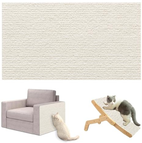 Uixxducc Selbstklebend Kratzmatte Katze, DIY Geschnitten Katze Kratzteppich für Sofa Wand Möbelschutz Kratzschutz Climbing Cat Scratcher Mat Tape Kratzpads (30x100cm,Weiß)