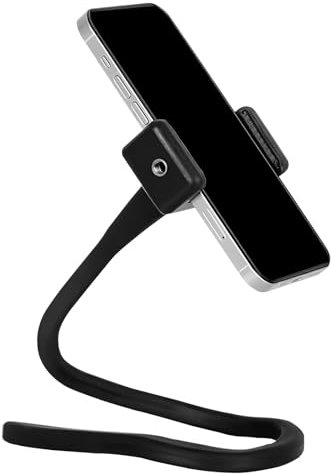 Flexible Phone Holder Gooseneck, Universal Lazy Phone Stand Clip 360° Rotating Adjustable Hands-Free for Bed Desk and Kitchen, Phone Stand Clamp Fit for All Smartphones（Black)