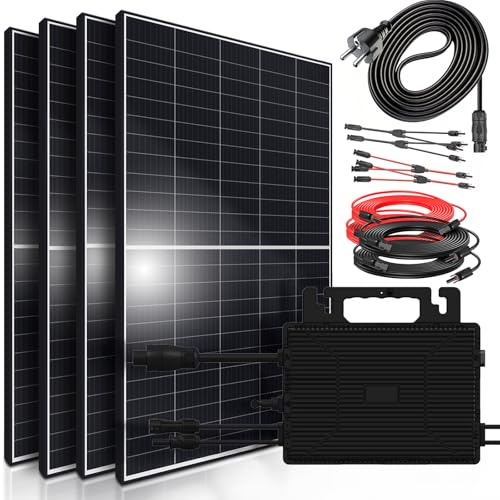 SUNNIVA® 1700W Balkonkraftwerk 800W komplett Steckdose - Astro-Energy 800W Micro Wechselrichter - PV Solaranlage Komplettset, 4x 425W (1700W) Solarmodule, inkl.5m Kabel, Y-Verteiler, Bluetooth, WIFI