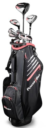 Powerbilt Pro Power Golf Clubs for Women Right Handed, Complete Golf Club Set with 460cc Driver, Fairway Wood, Hybrid, Irons, Mallet Putter, Stand Bag, Head Covers