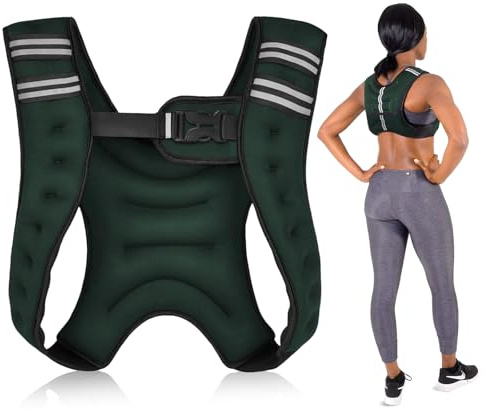 Suzmei Weight Vest 6.5lb /3KG with Reflective Stripes, Body Weight Vest for Men's, Women's Workouts, Strength Training, Running, Walking, Jogging, Cardio (green)