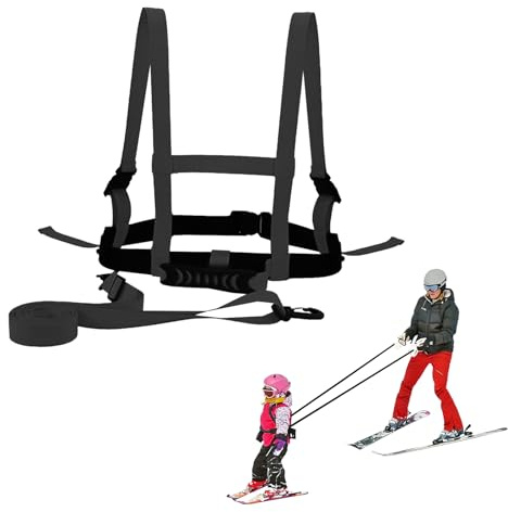 Ski- und Snowboardriemen für Kinder, Skisicherheitsgurt, verstellbarer Skiriemen, wiederverwendbarer Snowboardriemen für Kinder, Jungen, Mädchen, Anfänger (schwarz)