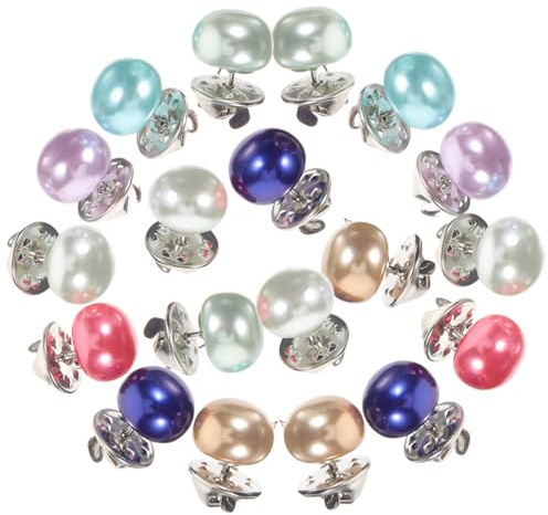GALPADA 20 Botones sin Costura Perlas Sintéticas para Camisa, Diseño Antideslizante y Materiales de Plástico y Metal, Colores Variados para Accesorios Femeninos Color Aleatorio
