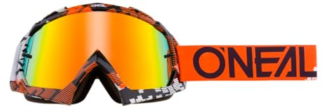 O'NEAL | Fahrrad- & Motocross-Brille | MX MTB DH FR Downhill Freeride | Hochwertige 1,2 mm-3D-Linse für ultimative Klarheit, UV-Schutz | B-10 Goggle | Erwachsene Unisex | Orange Weiß | One Size