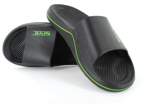 SEAC CAYA, Sandales avec Bande pour la Plage et la Piscine, Noir/Vert, 42