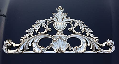 Väggdekoration barock vägghängande antik silverdörrbåge 77 x 36 x 3,5 cm väggrelief deco antik dörrbåge möbler smycken väggtatuering C1520 silver