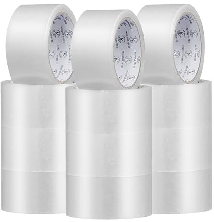 REQUISITE NEEDS Lot de 12 rouleaux de ruban adhésif d'emballage robuste, idéal pour l'emballage, l'expédition et le déménagement, 48 mm x 66 m pour usage industriel et domestique (transparent)