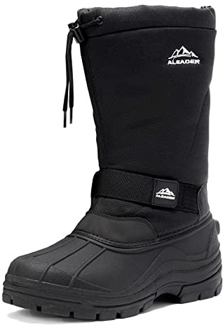 ALEADER Mens Snow Boots, 400g Insulated Winter Boots Waterproof Warm Hiking Boots Black 10 D(M) US