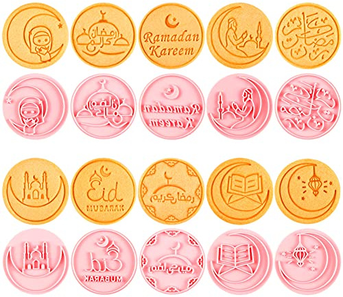 ZOOMPIL Eid Mubarak Emporte Pièces, Emporte-Pièces 3D en Plastique 10 Pièces, Eid Mubarak Biscuit Moule, Pour Fondant, Biscuits, Chocolat, Pâtisseries