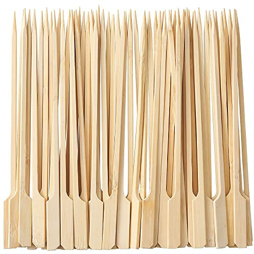 Wooden Bamboo Skewers for Kebabs, Cocktail Sticks, Barbeque Skewers, Party Food, Fondue, Fruit, Chocolate Fountains, Buffets, BBQ Accessories Indoor and Outdoor Dining: Paddle Style (12cm 6000 Pack)