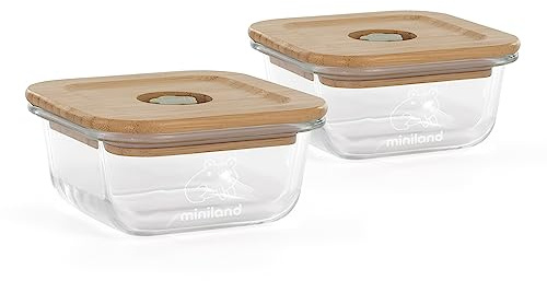 Miniland Set Ecosquare Chick. Set av två lufttäta glas med FSC trälock.