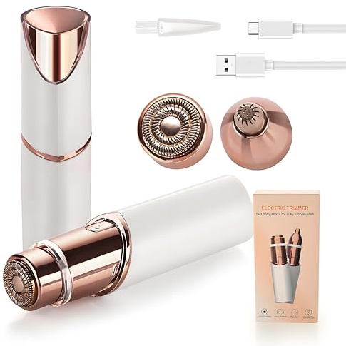 EDIMENS Épilateur 2 en 1 rechargeable par USB avec lumière LED Idéal pour le visage, les lèvres et le corps Peach Fuzz Coupe douce, efficace et précise pour une peau lisse