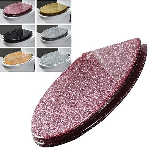 Wc Deckel Schwarz Glitzer Klobrille Toilettendeckel Mit Absenkautomatik Toilettensitz Aus Harz WC-Sitz Quick Release Klodeckel Schnelle Demontage (Pink Starlight)