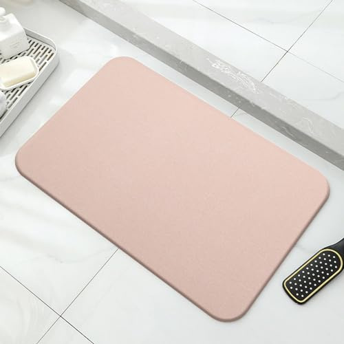 Alfombra de Baño de Piedra Absorbente, Antideslizante, de Diatomita Natural, para Hogar, Rosa, 39x60cm
