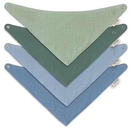 ARTEE Baby und Kleinkinder Halstuch, Sabberlatz aus 100% Musselin Baumwolle jeweils in Größe S oder Größe M, 4 oder 10 Stück Set (4, SET Sea, S)