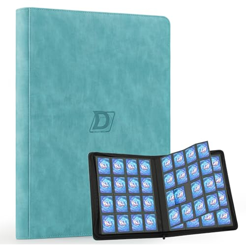 Deoyibu Album de cartes à collectionner Grand pour 1000+ cartes, 16 compartiments avec fermeture éclair, classeur pour cartes à collectionner, pour MTG, cartes de sport, etc. Bleu ciel
