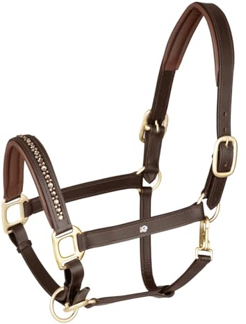 WALDHAUSEN Lederhalfter Crystal, braun/Gold, Pony