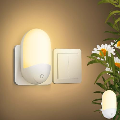 HOTUT Night Lights Plug in Walls, Warm White Plug in Night Light with Dusk to Dawn Photocell Sensor, LED Night Light for Children's Rooms, Night Light for Sleep, Hallway, Toddler Beds, Stairs, Bedroom