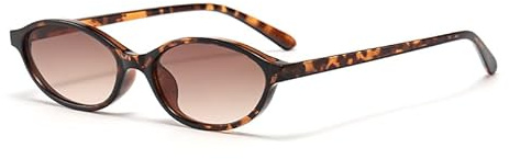 Long Keeper Retrò Occhiali Da Sole Ovali Donna Uomo Vintage Anni 90 Occhiali Da Sole Piccoli Occhi Di Gatto Moda UV400 (Marrone Leopardo)