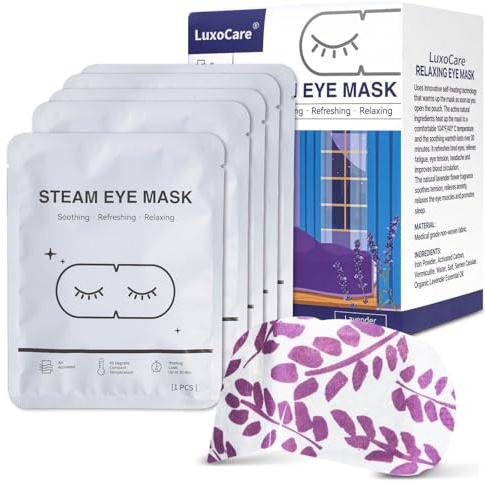 Steam Eye Mask - Fatigue Disposable Moist Hot Warm Eye Mask, Self Heating Eye Mask, Compress Warming Eye Mask for Puffy Eyes, Dry Eyes, Plane Travel Essentials Great Gift for Students Adult(Purple)