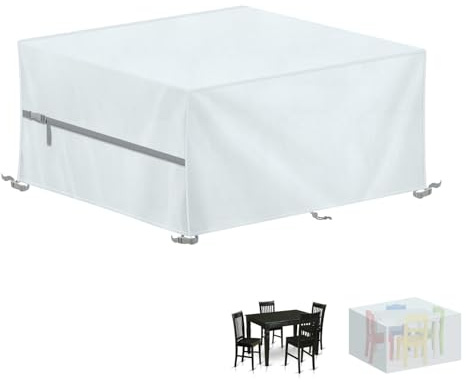 LAMUNI Funda Mesa Exterior Impermeable Cubierta de Mesa de Jardín, 130x100x75cm Funda para Muebles Cubierta de Muebles de Jardín, 420D Tela Oxford Fundas Protectora para Mesas y Sillas de Jardin
