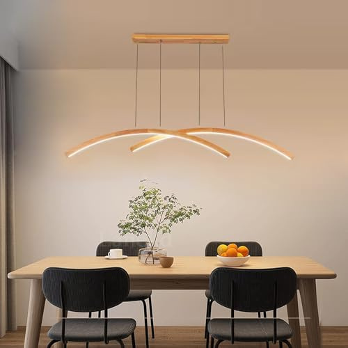 Lampade a Sospensione Moderne Legno Cucina Lampadario LED Sospensione Tavolo da pranzo Lampadari a Sospensione per Ufficio Soggiorno Sala da Pranzo Plafoniere (3000K)