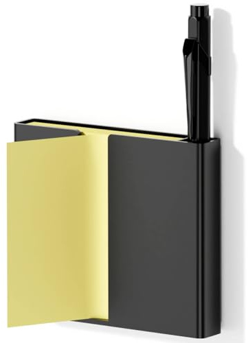 Sticky Note Dispenser, Magnetic Sticky Note Holder for Post It Notes, 3 x 3 Inch Sticky Note Pen Organizer for Office Home Classroom, Black