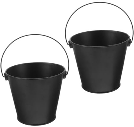 DIYEAH Secchio per Grasso da Barbecue e Secchio di Olio per Griglia in Ferro Resistente al Calore, Set da 2 Pezzi per Barbecue All'aperto, Design Compatto Salvaspazio per Forniture