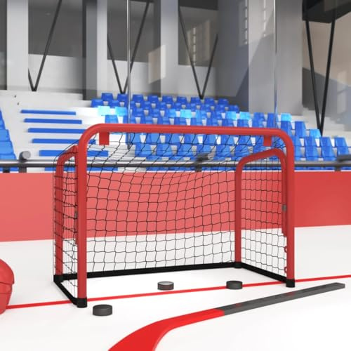 Generico Porta Hockey Rete Rossa e Nera 68x32x47 cm Acciaio e Poliestere,Rosso,2.62kg,93740