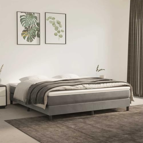 QUAHEAS Materasso a molle insacchettate, medio, grigio chiaro, 160 x 220 x 20 cm, in velluto, topper in schiuma fredda, ergonomico, traspirante, per camera da letto