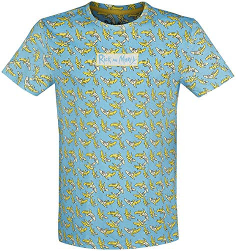 Rick & Morty - Banana AOP Longsleeve Herren T-Shirt, blau, M