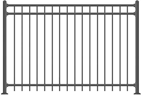XCEL Fence ® Black Steel Anti-Rust Fence Panel - Flat Top/Picket Bottom - 3-Rail - 5'FT H X 6.5'FT W- Easy Installation - for Residential, Outdoor, Yard, Garden, 3-Rail, 1 Post Included*