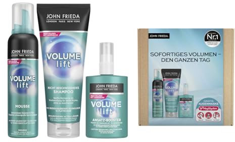 John Frieda Volume Lift Vorteils-Set - Inhalt: Shampoo, 250ml + Ansatzbooster, 125ml + Volume Lift Mousse, 200ml - Für dünnes Haar - Volumen durch Styling