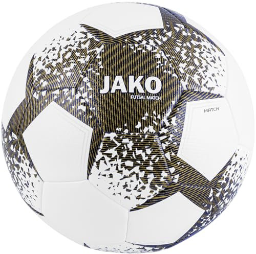 JAKO Unisex Spielball Futsal, Weiß/Navy/Gold, 4