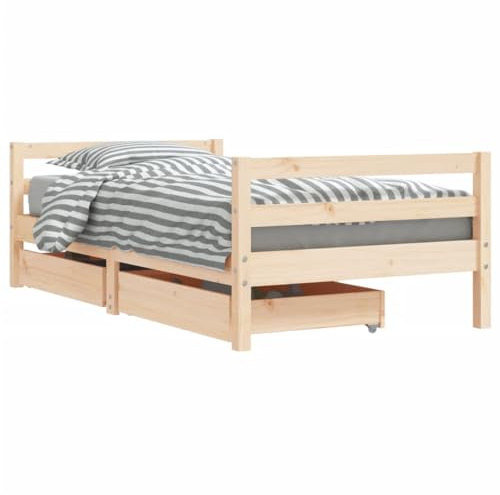 vidaXL Estructura de Cama Infantil con Cajones, Somier con Almacenaje, Cama para Niños, Mueble para Dormitorio, Madera de Pino 80x160 cm