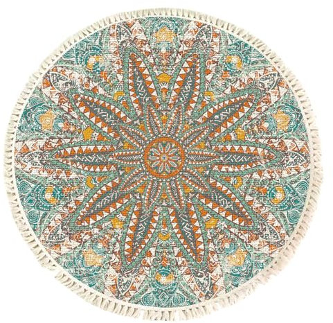 Terafeels Small Rugs Round Area Rugs for Living Room 60 cm Soft Boho Starfish Pattern Carpet Rug Non Slip Machine Washine Bedside Floor Rug for Bedroom Entryway Laundry Bathroom Kitchen 60x60, 307060