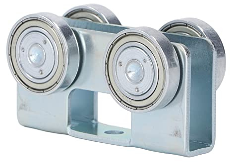 Conjunto de Carro para Puerta Corredera con 4 Ruedas, Acero de Aleación, Color Plata, Rodamientos Silenciosos para Cortinas y Rieles