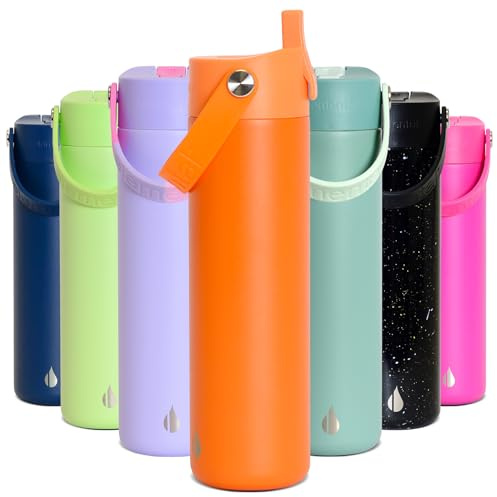 Elemental Insulated Kids Water Bottle, Stainless Steel Water Bottle with Straw Lid & Pop-It Handle, Leak-Proof Water Bottles for School, Boys or Girls, Travelling and Sports, 709ml - Orange