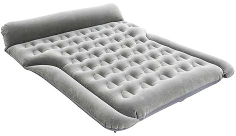 Matelas gonflable de voiture pour adulte avec coussin d'air et pompe, matelas gonflable double de voyage (188 x 145 cm, gris foncé)