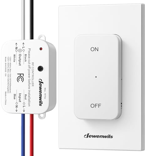 DEWENWILS Wireless Remote Light Switch, 15A Hight Power Wireless Remote Switch, No in-Wall Wiring 100FT Range Remote Control Light Switch for Ceiling Lights, Lighting Fixture, Programmable, 1 Remote