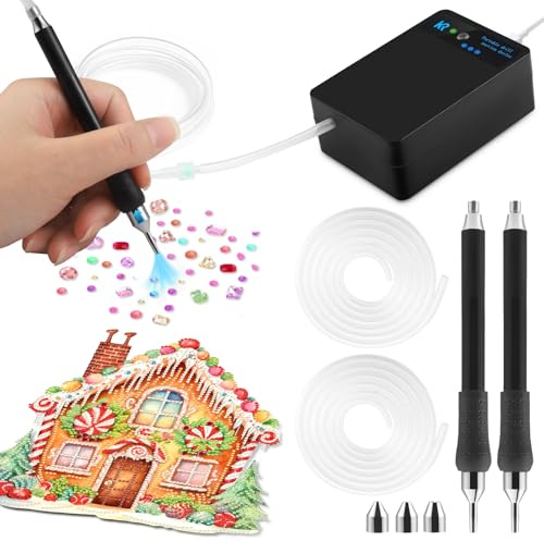 E-Painter - Bolígrafo de pintura de diamante eléctrico con bomba de vacío, 2 bolígrafos, 2 tubos, 1 filtro y 3 puntas de bolígrafo