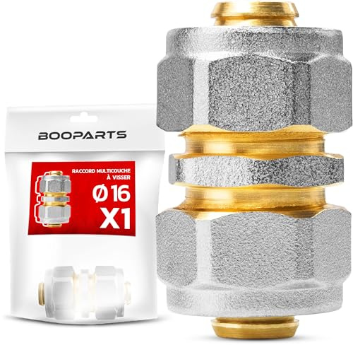BOOPARTS - Conexión multicapa 16-16 a rosca - manguito multicapa igual - accesorio de fontanería para tubo multicapa 16