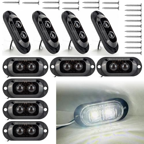 Krtopo 10PCS Luci di Posizione Laterali LED 12-24V - Luci Indicatrici per Rimorchio Angolo Posizione 3000k Luci di Avviso Universali Impermeabili per Camion Roulotte Roulotte Autobus Auto (Bianco)
