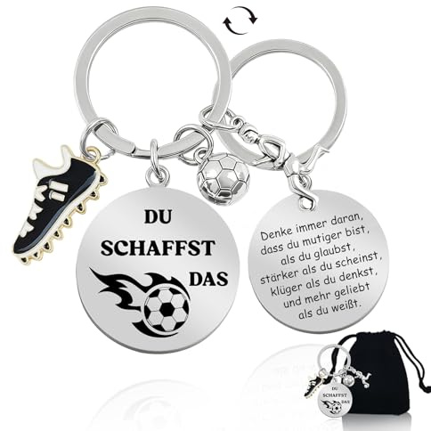 Schlüsselanhänger Fußball Geschenke für Jungs, Mutmacher Geschenk Junge 4 5 6 7 8 9 10 11 12 Jahre, Geschenke zur Erstkommunion Kommunion Konfirmation Firmung Ostern, Fussball Geschenke Jungen